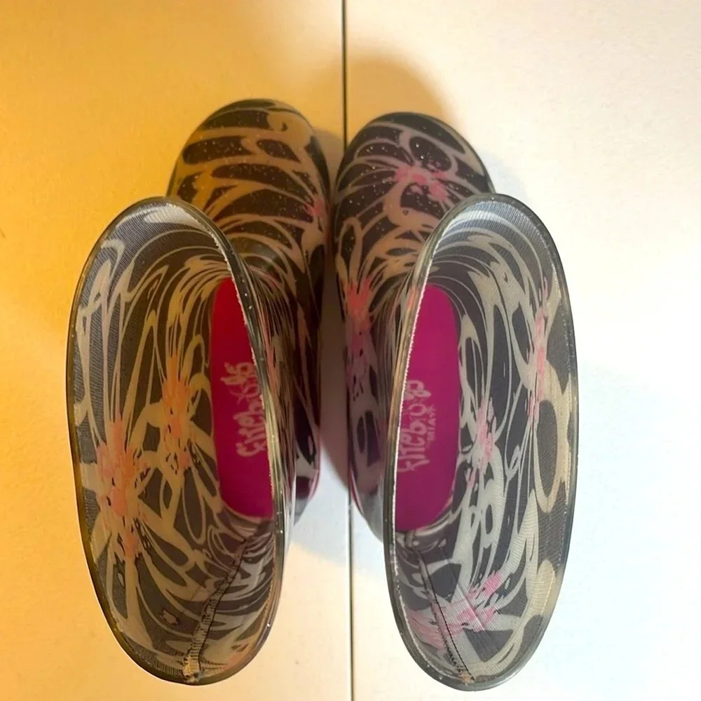 Firebugs By Mia Girl Purple Floral Rain Boots Size 13